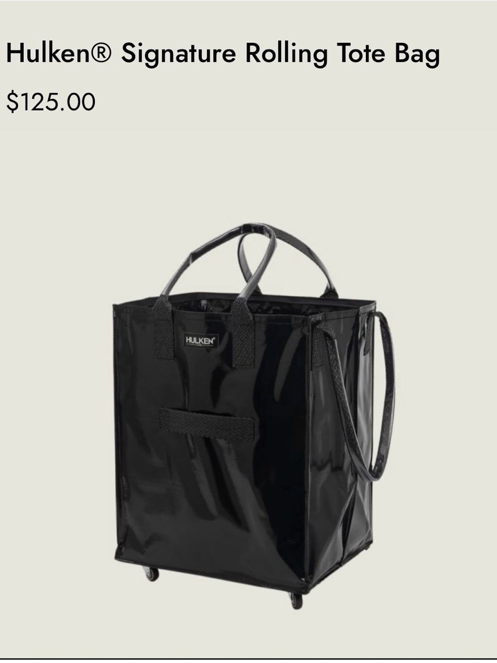HULKEN Black Large Shopping bag - DAMAGED Orig $125